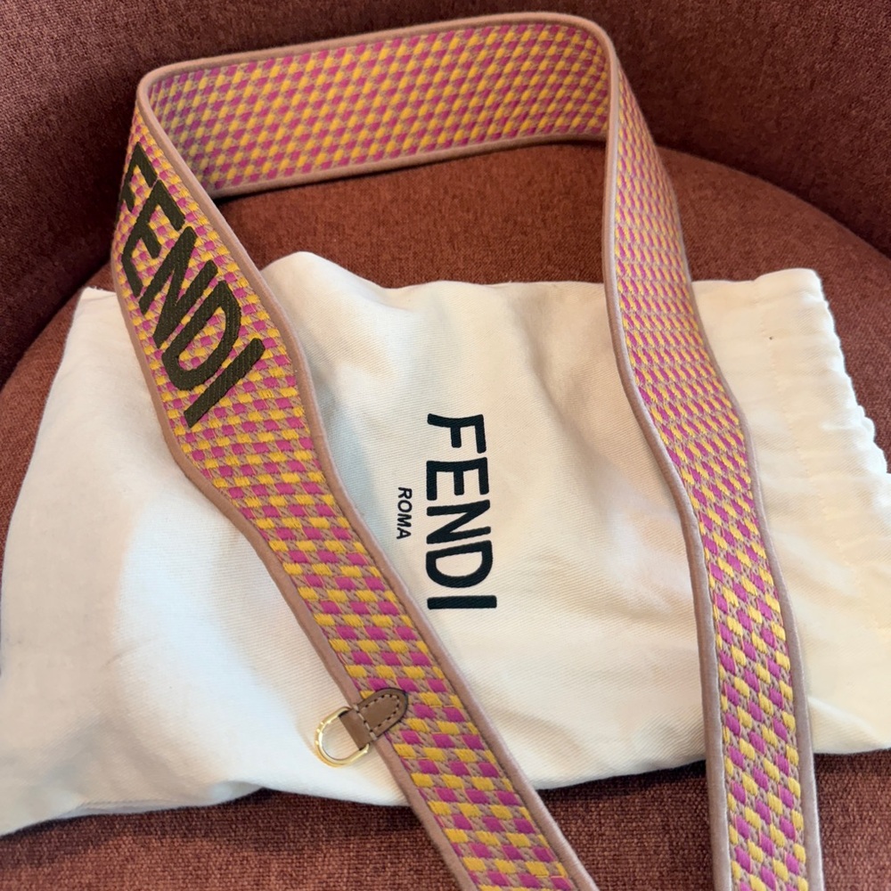 Fendi Pink and Yellow Woven Strap